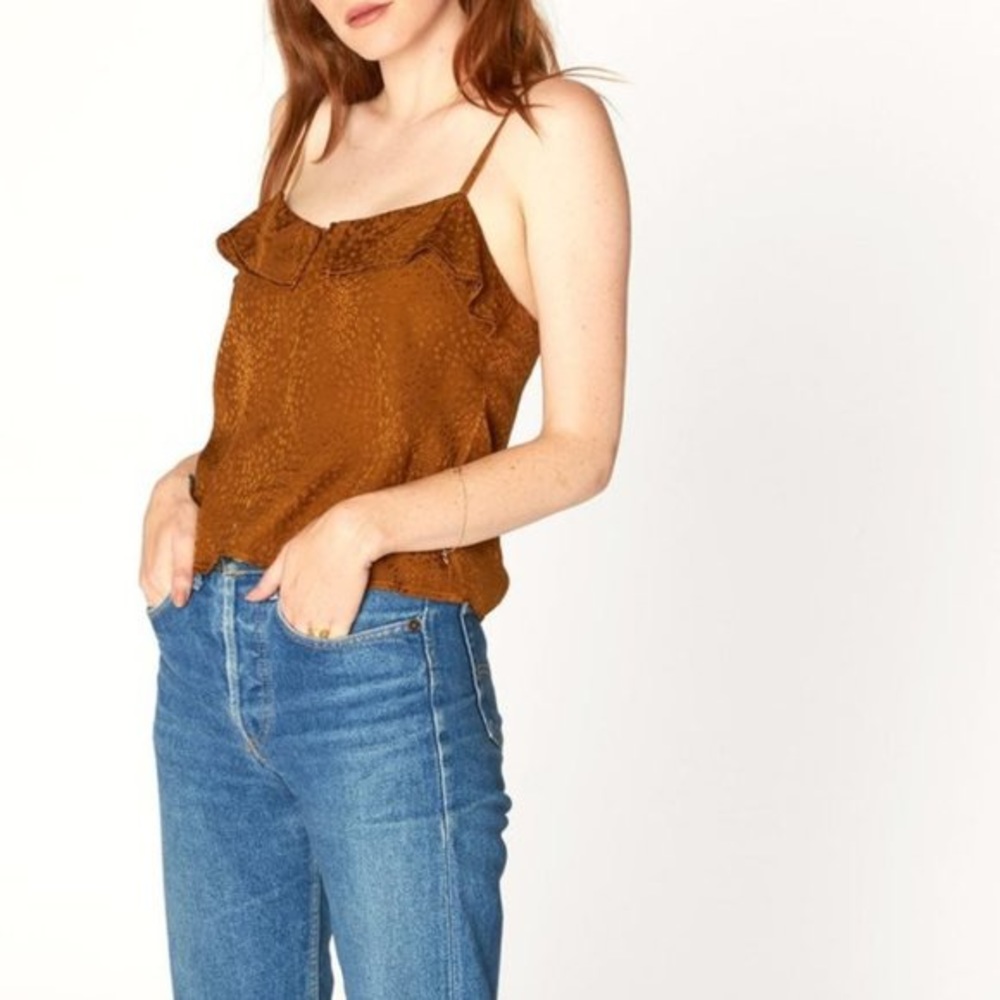 NWT Anthropologie Lacausa Essex Bronze Cropped Tank Top Camisole - L